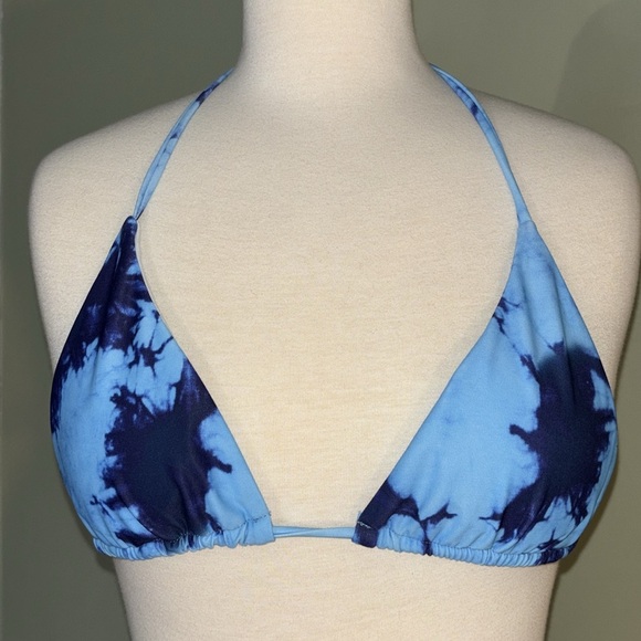 Blue and light blue bathing swim suit set. Top medium bottom large string ties - Picture 3 of 11